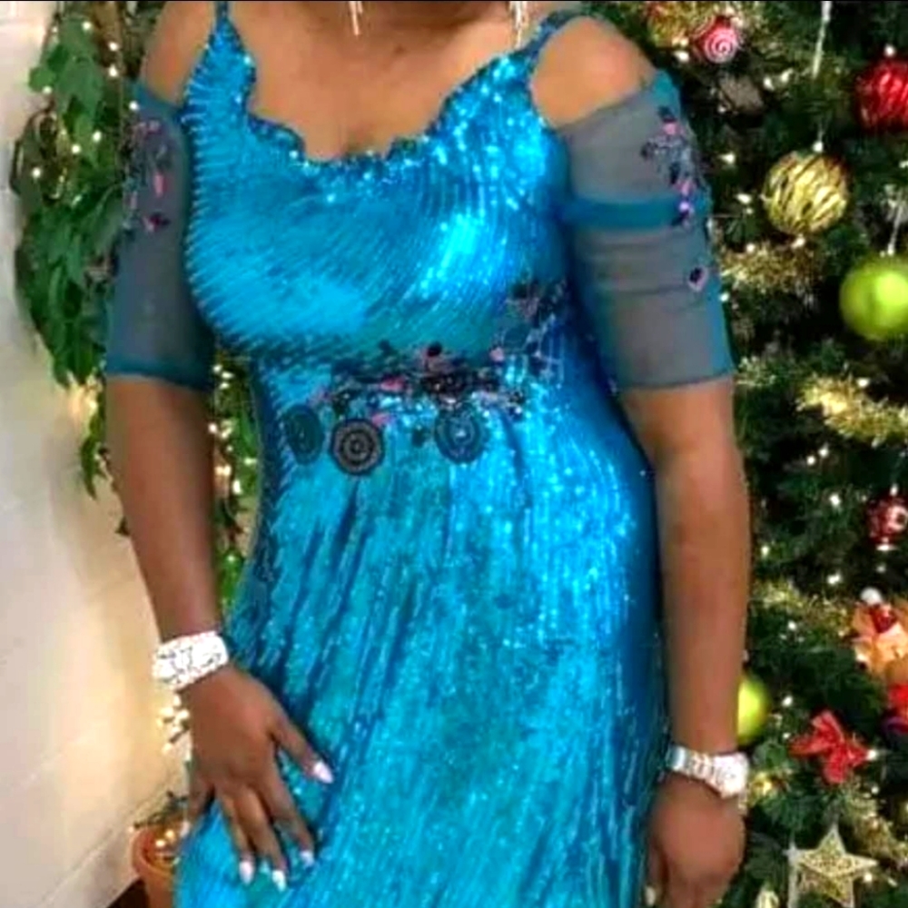 Blue sequin dress